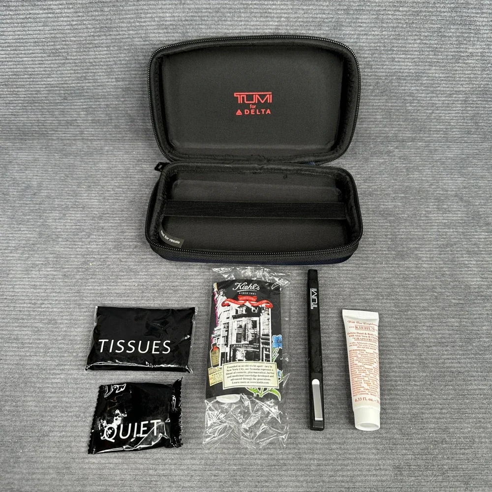 Tumi for Delta Navy Blue Ballistic Nylon Amenity Kit Travel Case With Kiehls Y2k